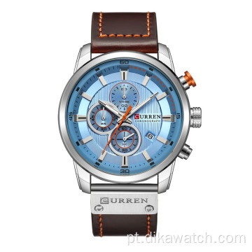 CURREN 8291 Marca de Luxo Masculino Couro Esportivo Analógico Digital Relógios Masculino Exército Relógio Militar Homem Relógio Quartz Relogio Masculino